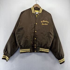 Vintage West Wind Bomber Jacket Men's Medium Brown Yellow St Theodores Mens Club